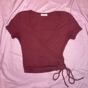 Women's Wrap Top in Burgundy